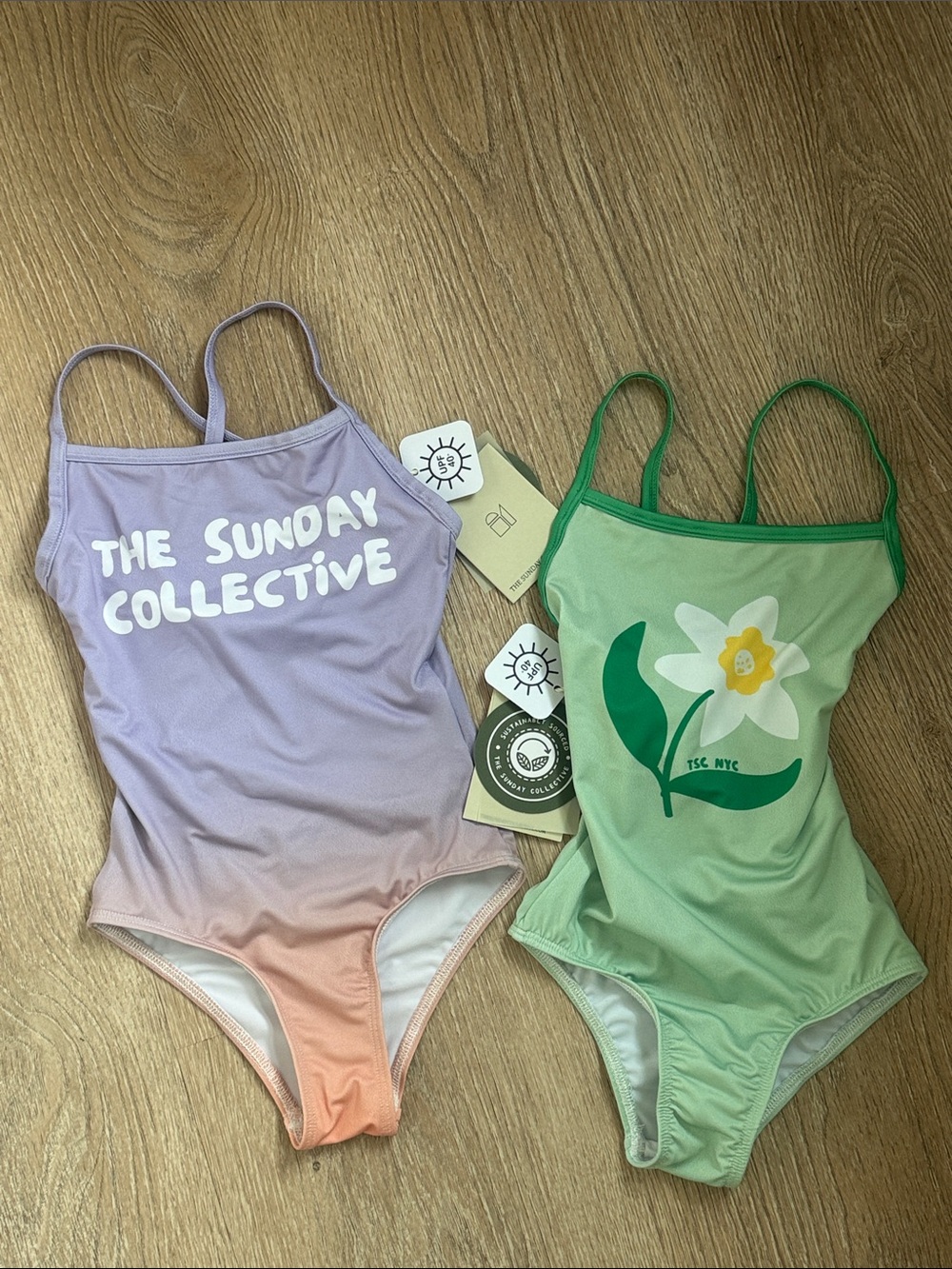 Kids One-Piece Swimsuit in Lavender-Peach Ombre - Bundle of 2 NWT
